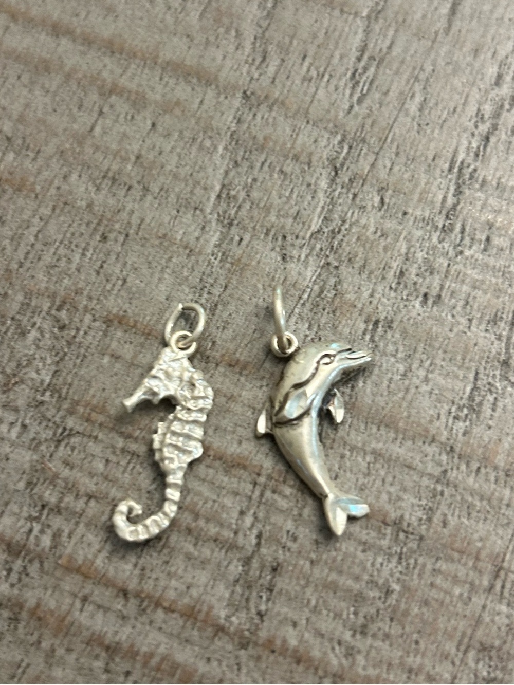 Genuine Silver Seahorse and Dolphin Charm Set